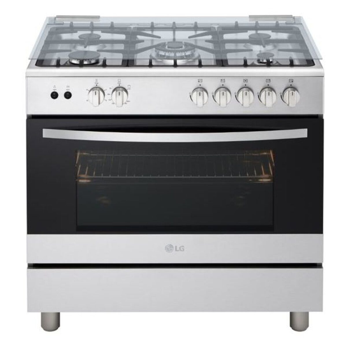 LG 5 Burners Gas Cooker Free Standing ‎Cast Iron With Auto Ignition Full Safety Size 90 x 60 cm Color Silver Model – FA415RMA – International Version. - Image 1