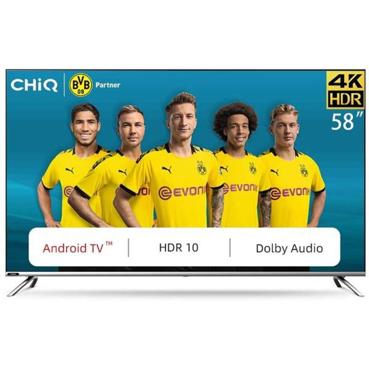 CHiQ 58 Inch 4K LED Smart TV UHD Android 9.0, Black Model – U58H7 – 1 Year Warranty - Image 1