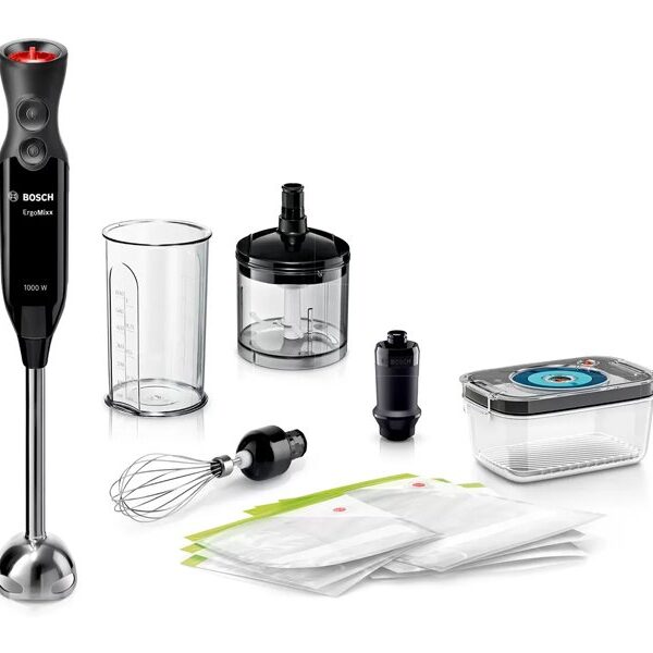 Bosch Ergo Mix Hand Blender with Vacuum Attachment 1000 W Color Black/Silver Model – MS6CB61V5G – 1 Year Warranty.