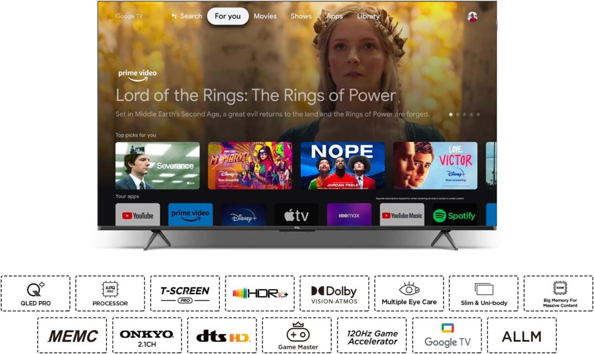 TCL 98 Inch C655 4K QLED Pro HDR 10+ Smart Google TV, Dolby Vision Atmos Black Model 98C655 | 1 Year Warranty - Image 2