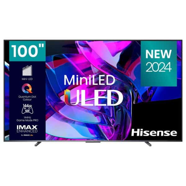 Hisense 100 Inch ULED 4K Smart VIDDA Class U7K Series Mini LED Pro TV Color Black Model – 100U7K – 1 Year Warranty.