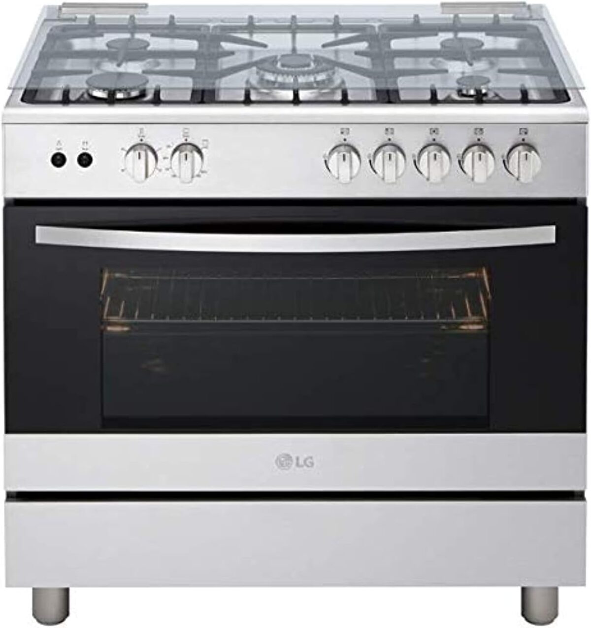 LG 5 Burners Gas Cooker Free Standing ‎Cast Iron With Auto Ignition Full Safety Size 90 x 60 cm Color Silver Model – FA415RMA – International Version. - Image 2