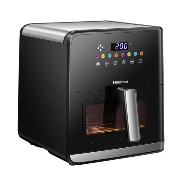 Hisense 8 Liter 1700W Air Fryer with Colorful Touch Panel Visible Cooking Window, Color Black Model – H09AFBKS4S – 1 Year Warranty.