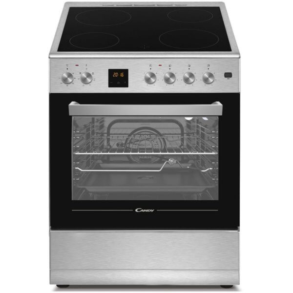Candy 60cm 4 Burners Vitro Ceramic Electric Cooker With 7 Multifunction Oven Silver Model CVE660MIE-19 | 1 Year Full Warranty