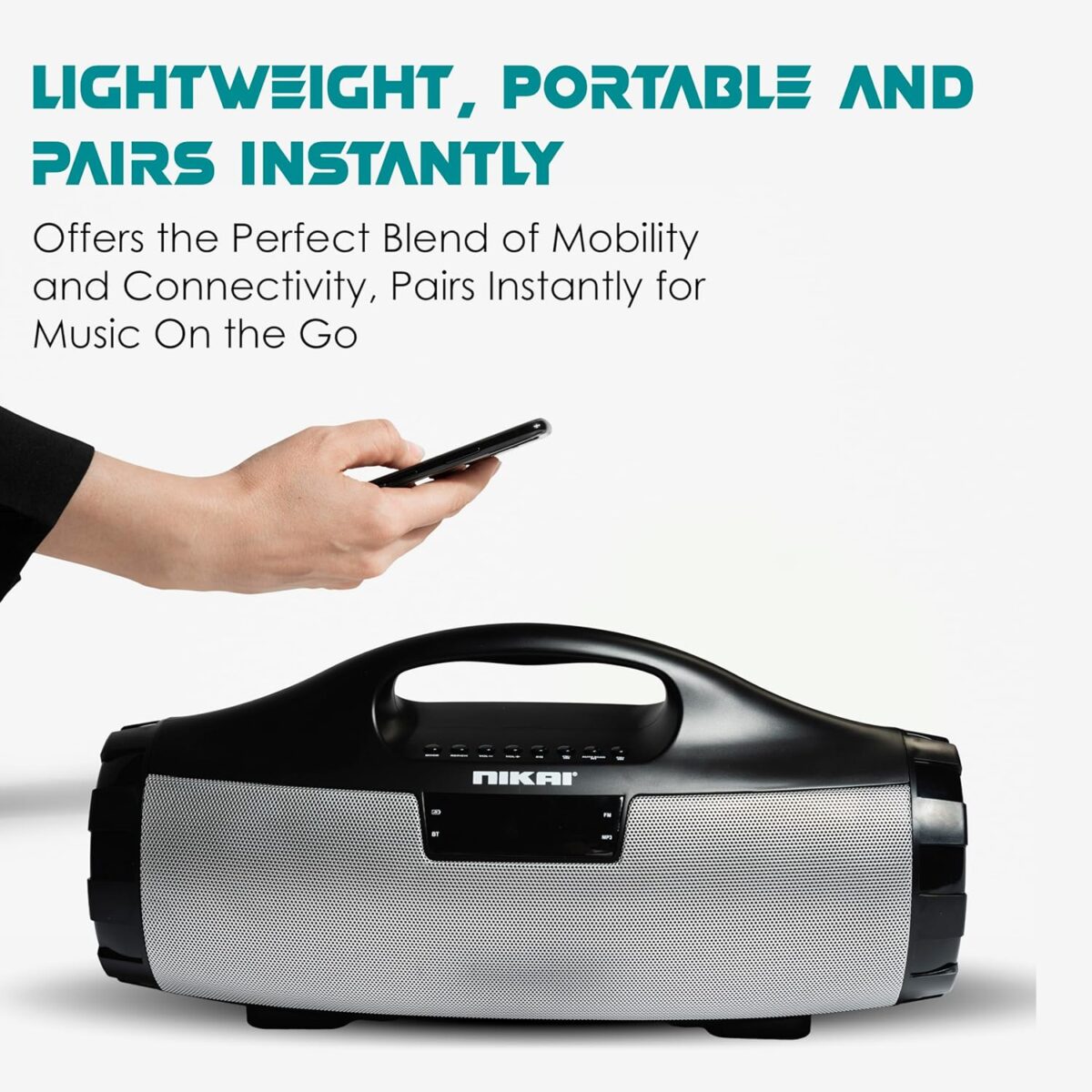 Nikai 12 Watts Portable Bluetooth Speaker System And FM-Radio Tabletop Mount Black Model NBTS30 | 1 Year Warranty - Image 3