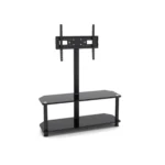 Galaxy 2-Tier Corner-Notched Glass Media Console With TV Mount Bracket 32″ – 65″ Screen Sizes, 40kg Weight Capacity Black Model – SH 124FS – 1 Year Warranty