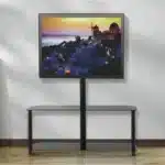 Galaxy 2-Tier Corner-Notched Glass Media Console With TV Mount Bracket 32″ – 65″ Screen Sizes, 40kg Weight Capacity Black Model – SH 124FS – 1 Year Warranty - Image 2