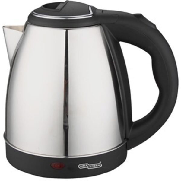 Super General 1.5 Liter Electric Kettle Polished Steel Black/Silver Model – SGK115SSW – 1 Year Warranty.