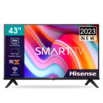 Hisense 43 Inch Smart TV 4K HD VIDAA Dolby DTS Sound High Contrast Wi-Fi Color Black Model – 43A4K – 1 Year Warranty.