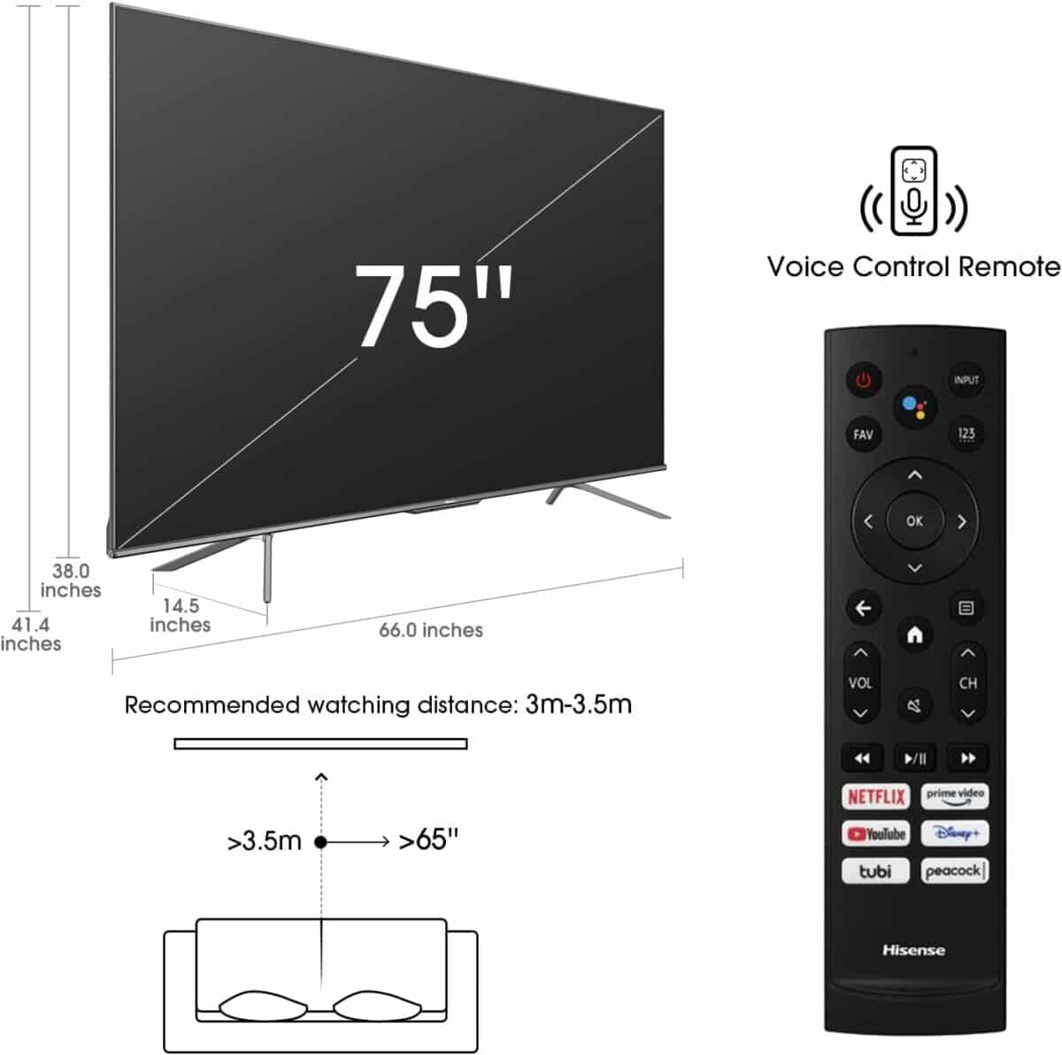 Hisense 75 Inch ULED 4K Premium Quantum Dot QLED Series Android Smart TV Model 75U7GQ | 1 Year Warranty - Image 2