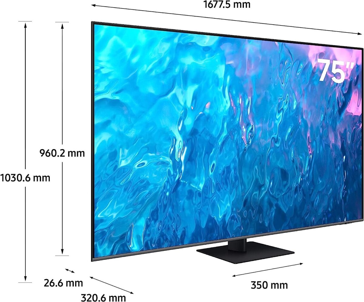 Samsung 75 Inch QLED 4K Smart TV, (Series Q70C), Quantum Processor 4K, Motion Enhancemnet, HDR10+, Color Gray Model – QA75Q70CAUXZN – 1 Year Warranty. - Image 2