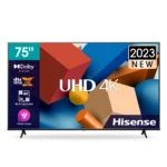 Hisense 75 Inch UHD 4K Smart TV Sound High Contrast Dolby Vision Atmos Color Black Model – 75A6K – 1 Year Warranty.