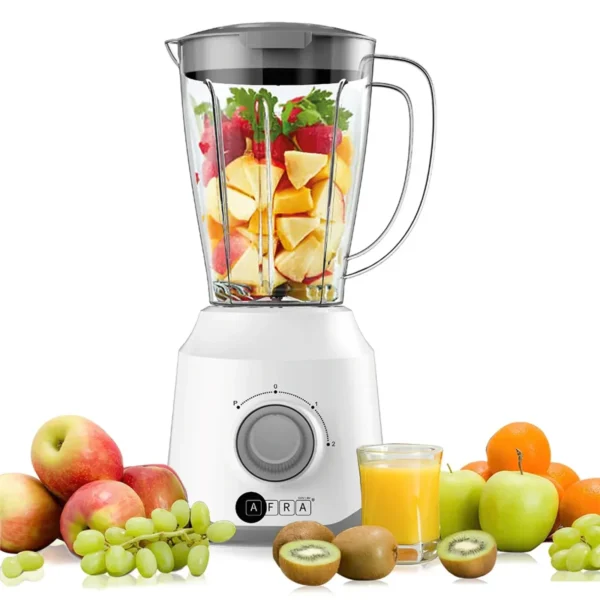 AFRA Blender 1.5l, 400W, Plastic Jar 2-Speed Control Stainless Steel Blades, White, Model AF-1550BLWT | 2-Year Warranty