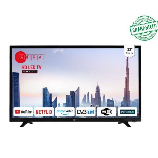 Afra 32 Inch HD LED Android 11 Smart TV Black Model AF-3211HDBK | 1 Year Full Warranty