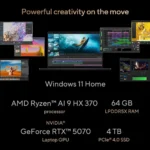ASUS PROART P16 OLED H7606WP-ME025W 16.0″Touch Screen AMD Ryzen AI 9 HX370, 64GB RAM, 4TB SSD, RTX 5070 8GB, English-Arabic Keyboard, Windows 11 Home, Black - Image 5