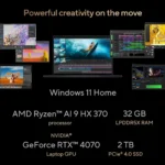 ASUS ProArt PX13 HN7306WI Laptop 13.3″, AMD Ryzen AI 9 HX 370, 32GB RAM, 2TB SSD, RTX 4070 8GB GPU, English-Arabic Keyboard, Windows 11, Black- HN7306WI-OLED12C32W - Image 4
