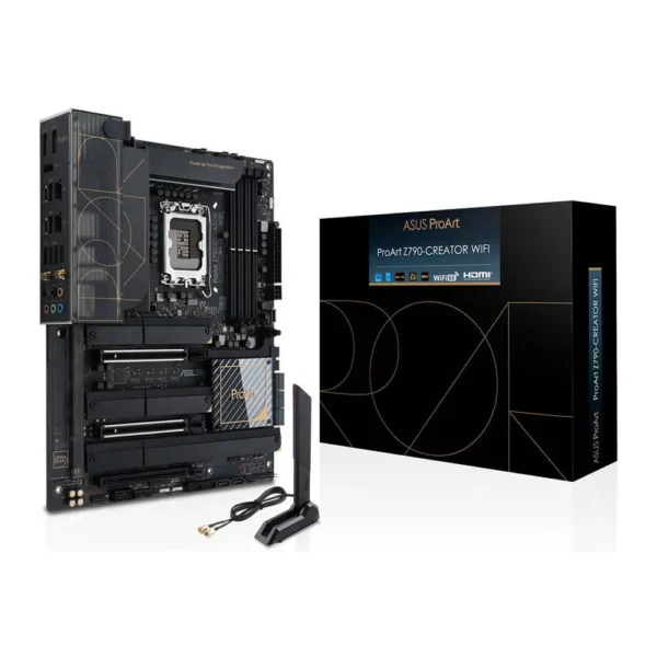 ASUS ProArt Z790-CREATOR WIFI LGA1700 ATX Motherboard, Intel Z790 Chipset, 4 x DDR5 DIMM, 192GB Max Memory, WiFi 6E 6GHz, 10Gb Ethernet, 1 x PCIe 4.0 x16, 1 x HDMI, 2 DP, 6x USB 3.2 – 90MB1DV0-M0EAY0