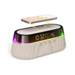 EZVALO 6 in 1 Digital Alarm Clock + FM Radio + Fast Wireless Charging + Bluetooth Speaker + Count Down Timer + Night Light