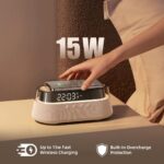 EZVALO 6 in 1 Digital Alarm Clock + FM Radio + Fast Wireless Charging + Bluetooth Speaker + Count Down Timer + Night Light - Image 3