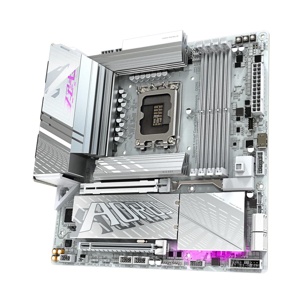 GIGABYTE Z890M Aorus Elite WiFi-7 Ice DDR5 LGA 1851 Micro-ATX Motherboard – White | Z890M-A-ELITE-WIFI7-ICE - Image 2