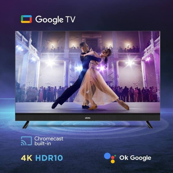 Elista 32 Inch LED Smart Google TV HDR10 – GTV-32HDELD with Built in Sound bar, Chromecast built-in, Dolby Audio, Bezel-less Design, Google Assistance