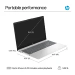 HP 15-fd0107dx 15.6” FHD Touchscreen Laptop, Intel Core i7-1255U, 16GB RAM, 512GB SSD, Intel Iris Xe Graphics, Windows 11, English Keyboard, Natural Silver- A9PE7UA#ABA - Image 5