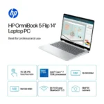HP OmniBook 5 Flip 2-in-1 14″ 2K Touch-Screen Laptop, Intel Core 7 150U, 16GB RAM, 512GB SSD, Windows 11, Silver – 14-fp0023dx - Image 2