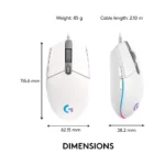 Logitech G203 Lightsync RGB Lighting 8000 DPI Optical Wired Gaming Mouse, White - Image 3