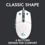 Logitech G203 Lightsync RGB Lighting 8000 DPI Optical Wired Gaming Mouse, White - Image 4