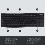 Logitech K270 Wireless Keyboard for Windows, 2.4 GHz Wireless, Black - Image 5