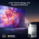 Promate 4K Ultra HD Wireless LCD Projector with Built-In Speaker & Monopod Stand- Beamer-A250 - Image 2