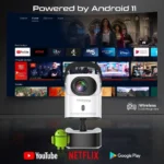 Promate 4K Ultra HD Wireless LCD Projector with Built-In Speaker & Monopod Stand- Beamer-A250 - Image 3