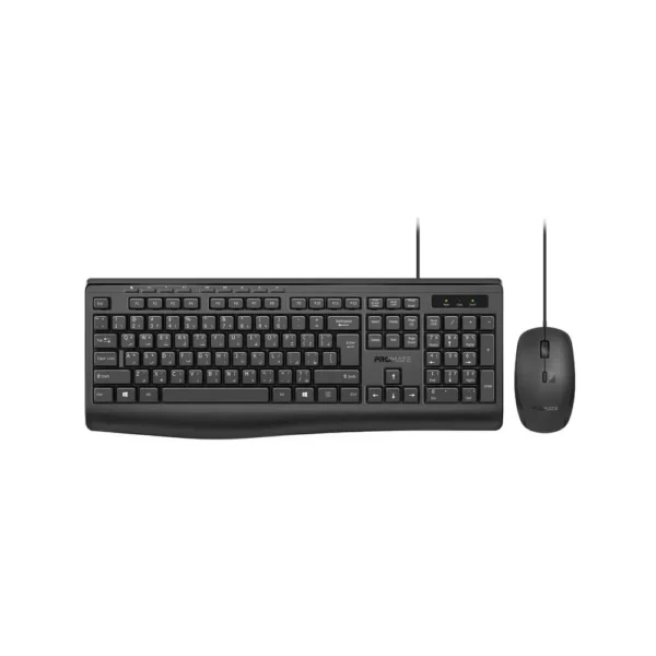 Promate Combo-CM4 ErgoComfort Wired Keyboard with Media Keys and 2400 DPI Mouse