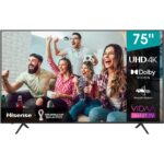 Hisense 75 Inch 4K UHD Smart TV With Dolby Vision HDR WiFi Black Model – 75A61G – 1 Year Warranty.