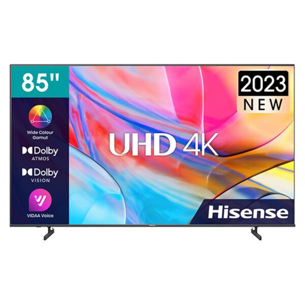 Hisense 85 Inch 4K A7K Smart Screen VIDA System Dolby Vision HDR Bluetooth And Wi-Fi New Design 2 USB 3 HDMI Model – 85A7K – 1 Year Warranty.