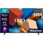 Hisense 75 Inch 4K UHD A6 Smart TV HDR DTS Virtual X YouTube/ Netflix Color Black Model – 75A62KS – 1 Year Warranty.
