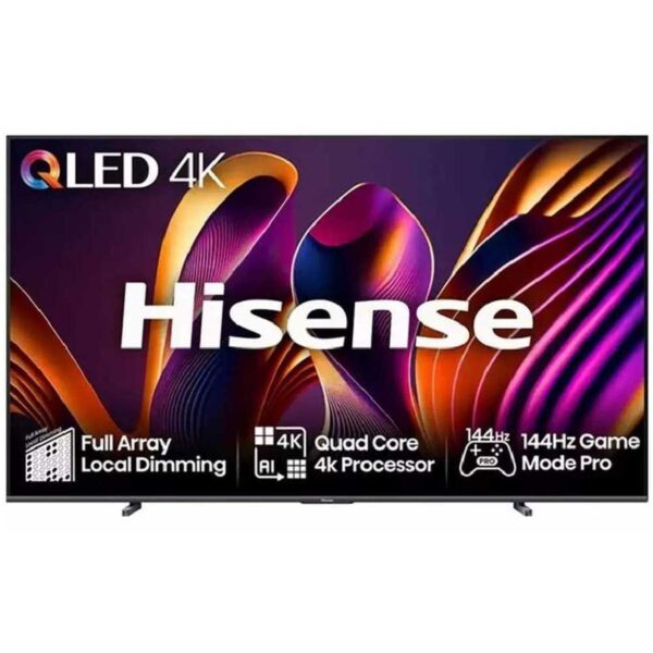 Hisense 100 Inch QLED Smart TV, Series E7NQ Pro, Quantum Dot Colour, Dolby Vision Atmos, Voice Control, 144Hz VRR, Color Black (2024) Model – 100E7N PRO – 1 Year Warranty.