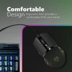 Vertux Argon Ultra-Responsive Gaming Mouse, 6-Buttons Design Gaming Mouse, Up to 6400 DPI Optical Sensor for Windows PC Gamers, Breathing Wired Mouse with RGB Light – Black - Image 2