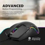 Vertux Argon Ultra-Responsive Gaming Mouse, 6-Buttons Design Gaming Mouse, Up to 6400 DPI Optical Sensor for Windows PC Gamers, Breathing Wired Mouse with RGB Light – Black - Image 3