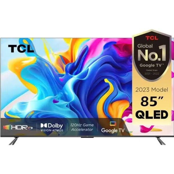 TCL 85 Inches QLED 4K Smart TV, (Series C645), Quantum Dot Technology, HDR 10+, Dolby Vision Atmos, Color Black Model – 85C645 – 1 Year Warranty.
