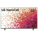 LG 86 Inch Smart TV, NanoCell, Cinema Screen Design, 4K Cinema HDR, WebOS, Al ThinQ, (NANO75 Series) Black Model – 86NANO75VPA – 1 Year Warranty.