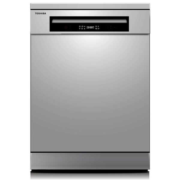 Toshiba Free Standing Dishwasher, 14 Place Setting, 6 Programs, Dual Wash Zone, Color Silver Model – DW14F1(S) | 1 Year Warranty.