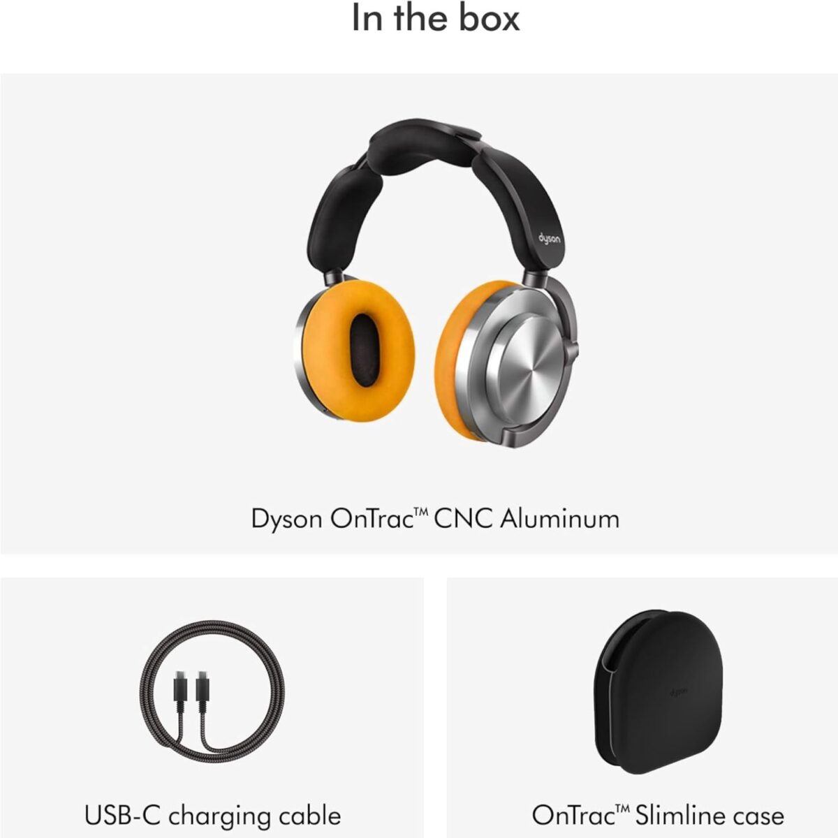 Dyson OnTrac Wireless Headphones, Noise Cancellation, Color Aluminum/Yellow Model – Ontrac CNC Aluminium – 1 Year Warranty. - Image 5