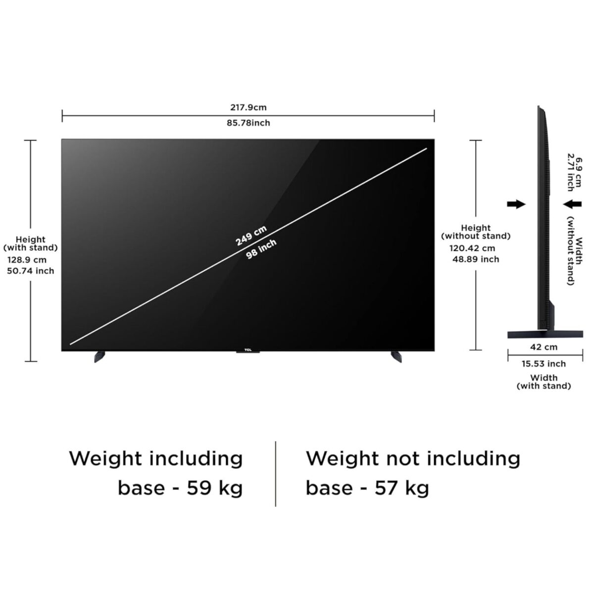 TCL 98 Inches QD-Mini LED Google TV, (Series C755), 4K Ultra HD, Local Dimming Zones, 144Hz VRR, Color Black (2024) Model – 98C755 – 1 Year Warranty - Image 5