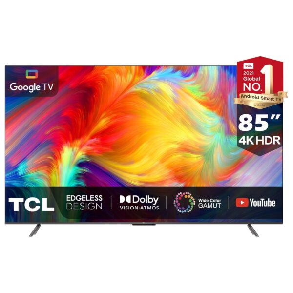 TCL 85 Inch 4K HRD Smart TV, (P735 Series), Dolby Vision Atmos, Edgeless Design, HDR 10+, Color Black Model – 85P735 – 1 Year Warranty