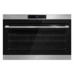 AEG 90X60 cm Built In Electric Oven, LED Touch Display, Large Internal Capacity, SteamBake, Color Black/Silver Model – BEK722910M – 1 Year Full Warranty