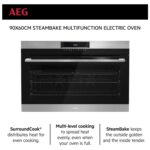 AEG 90X60 cm Built In Electric Oven, LED Touch Display, Large Internal Capacity, SteamBake, Color Black/Silver Model – BEK722910M – 1 Year Full Warranty - Image 4