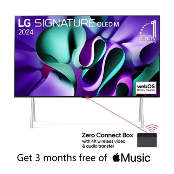 LG 97 Inch OLED 4K Smart TV, Signature OLED M4 Series, Wireless TV, Video and Audio Transfer, Color Black (2024) Model – OLED97M46LA – 1 Year Warranty.