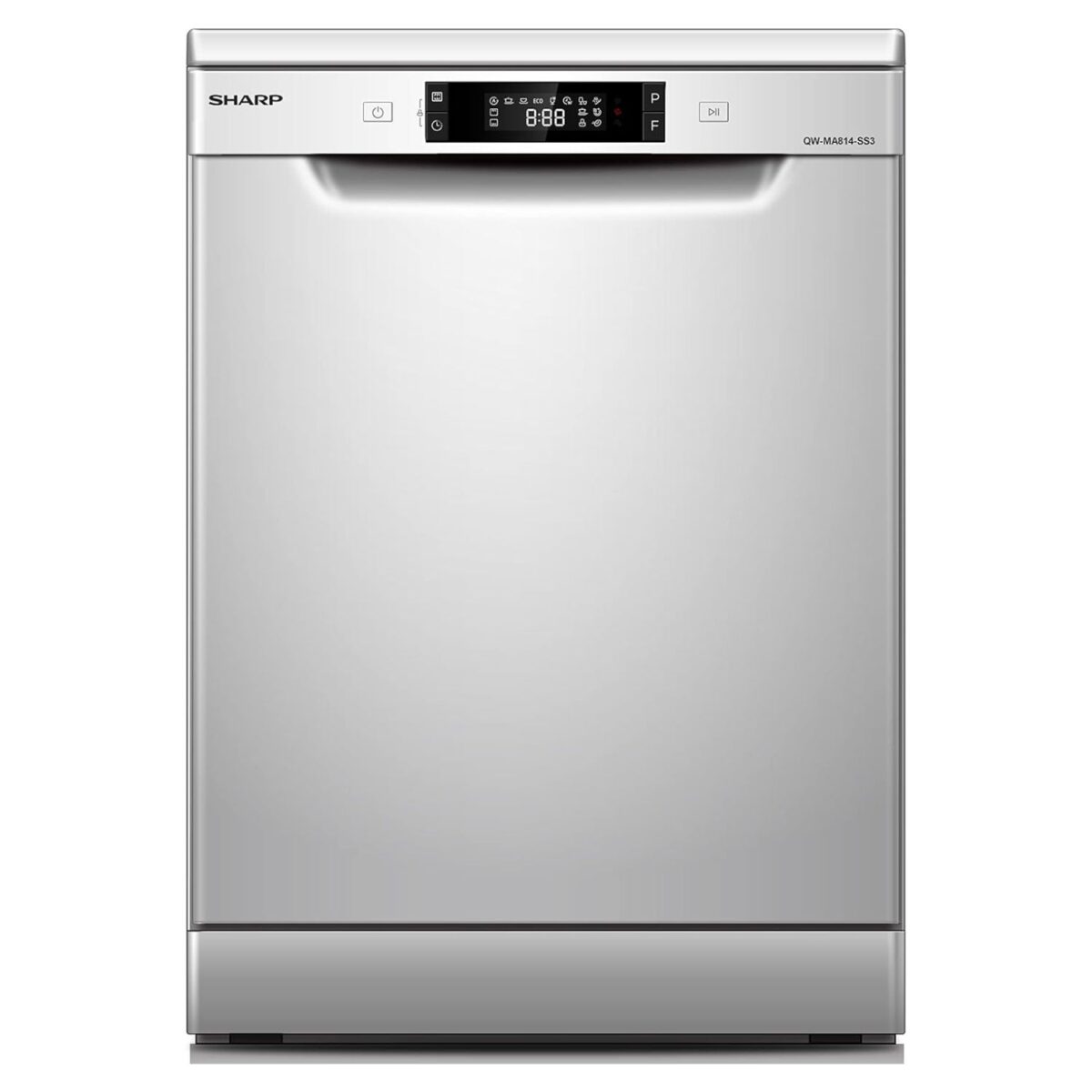 Sharp Free Standing Dishwasher, 8 Programs, 14 Place Settings, 3 Layered, Color Silver Model – QW-MA814-SS3 – 1 Year Warranty. - Image 1