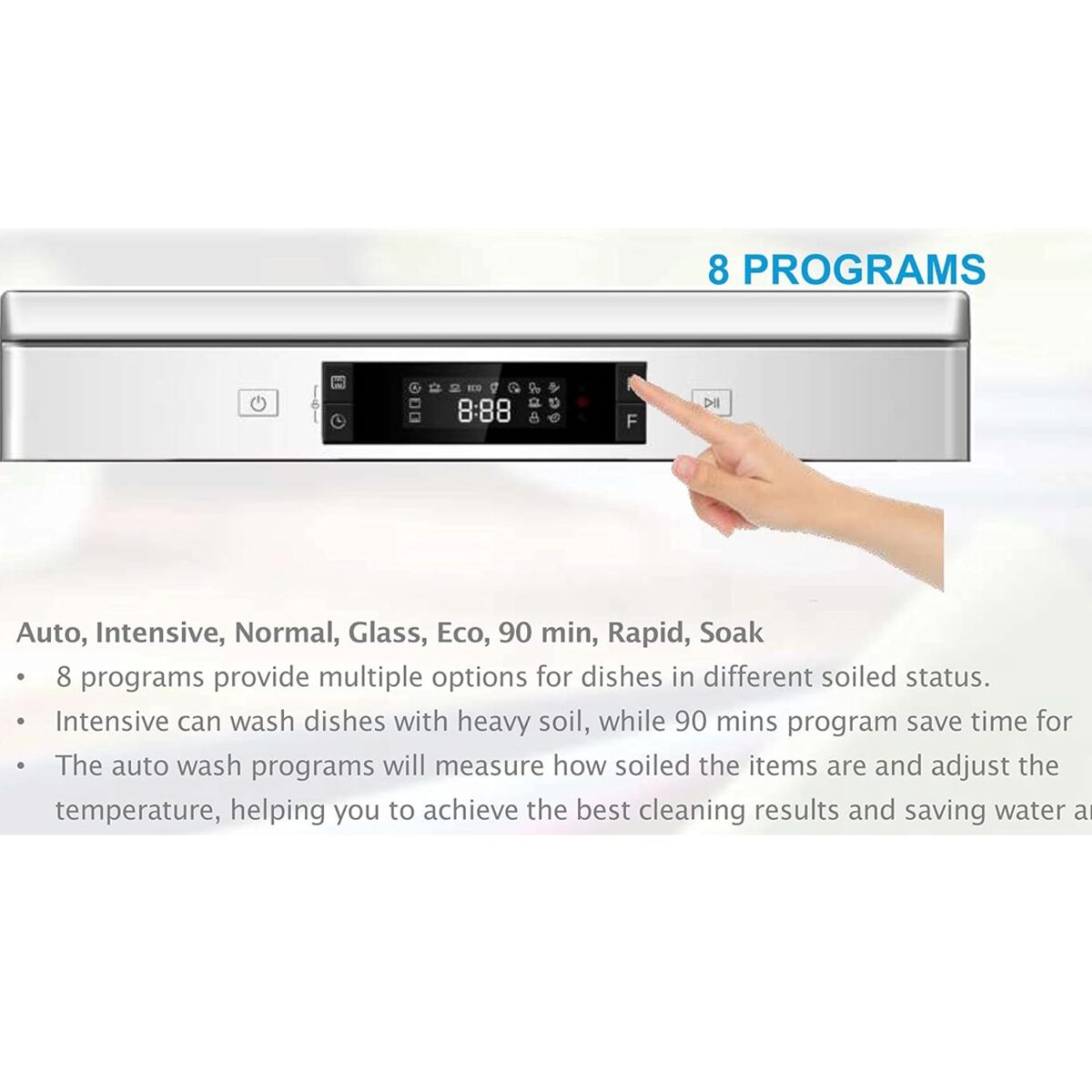 Sharp Free Standing Dishwasher, 8 Programs, 14 Place Settings, 3 Layered, Color Silver Model – QW-MA814-SS3 – 1 Year Warranty. - Image 2